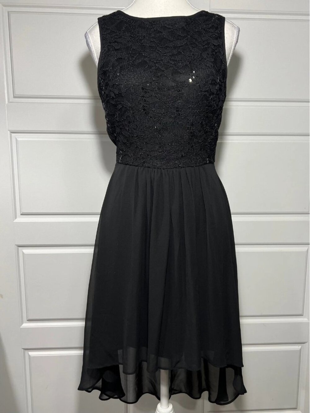 B. Darlin Black Lace Sequin High Low Dress